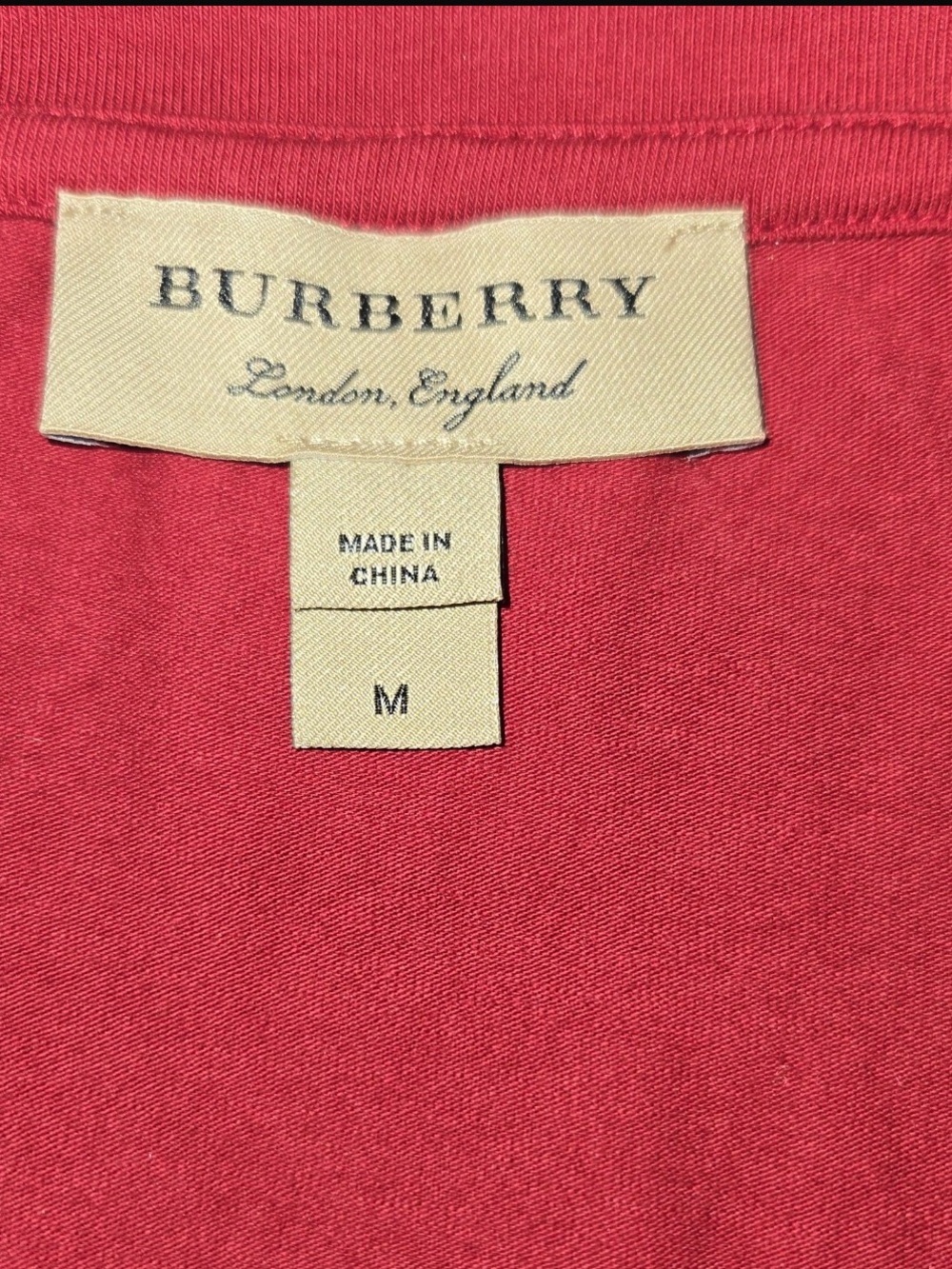 Burberry Red Scoop Neck Short Sleeve Top with Signature Plaid Cuffs - Picture 3 of 4